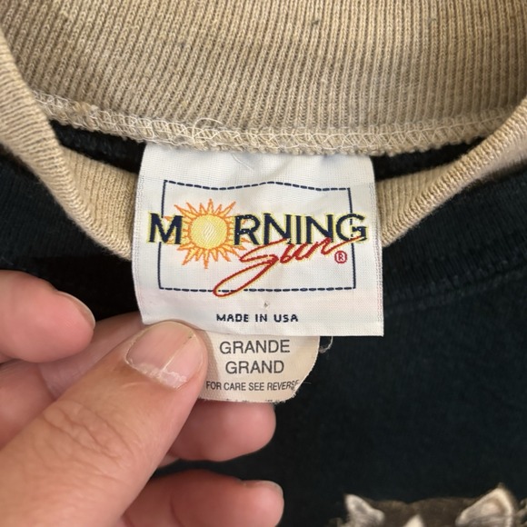 Vintage 90s Morning Sun Kitten Sweatshirt Gandmacore Double Side Print Large - Picture 6 of 10